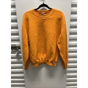 Vintage 90s Russell Athletic Blank Orange Crewneck Sweatshirt Made In Mexico Med